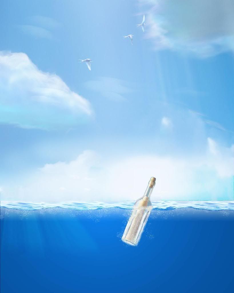The bottle in ocean!