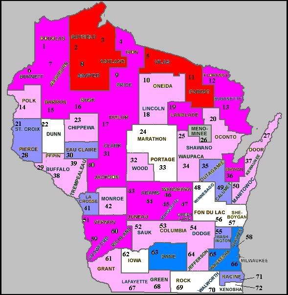 Wisconsin Demographics by County with Map
