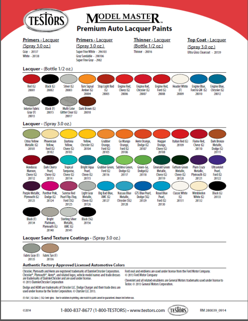 2016 Chrysler Color Chart