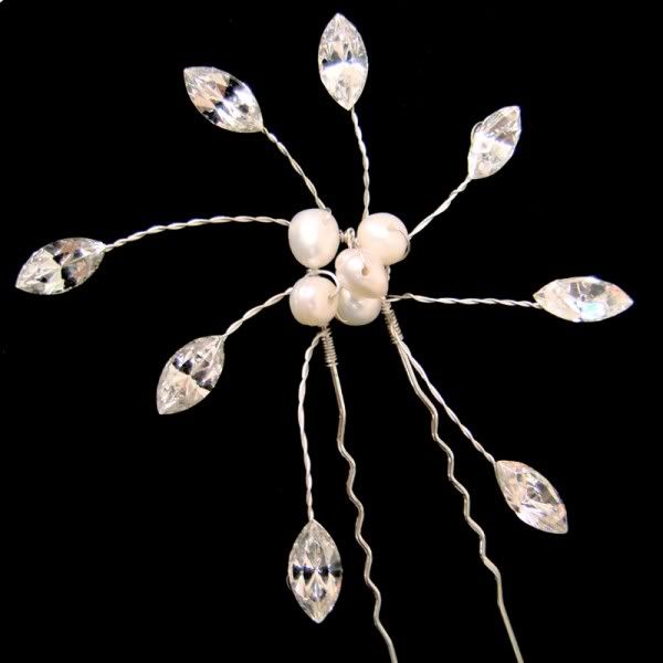 Freshwater Pearl &amp; Swarovski Crystal Bridal Hair Pin from WeddingFactoryDirect.com and Elegance by Carbonneau 1-800-790-4325