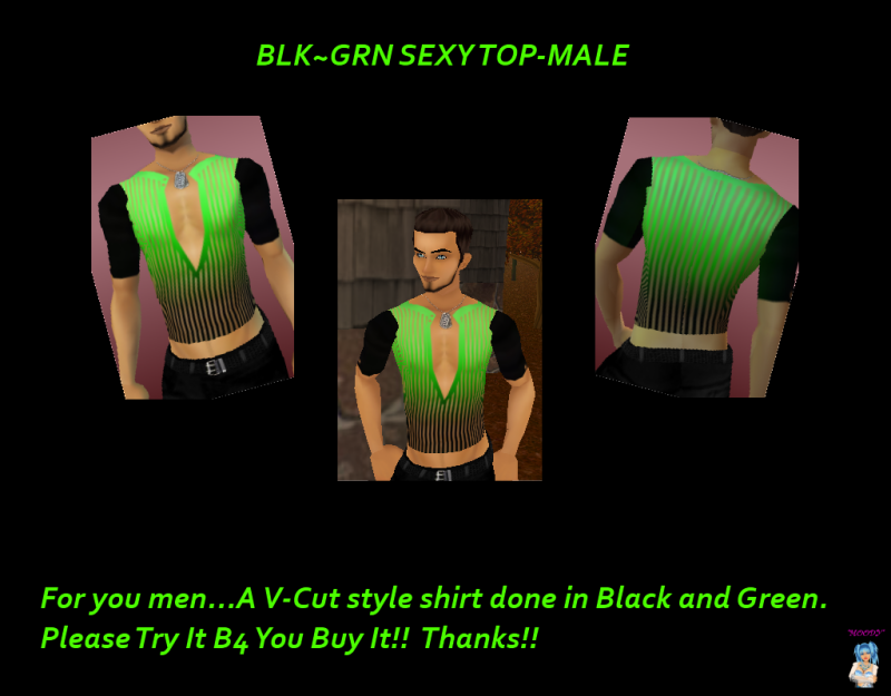 Blk~Grn Sexy Top-Male