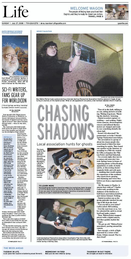 newspapers Colorado Springs Paranormal Association (C.S.P.A.)