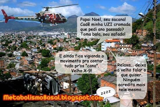 papai noel helicoptero baleado atingido favela