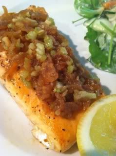 salmon with french onions