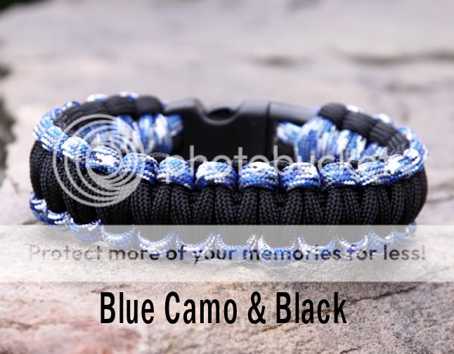 550 Paracord Survival Bracelet Blue Camo Black