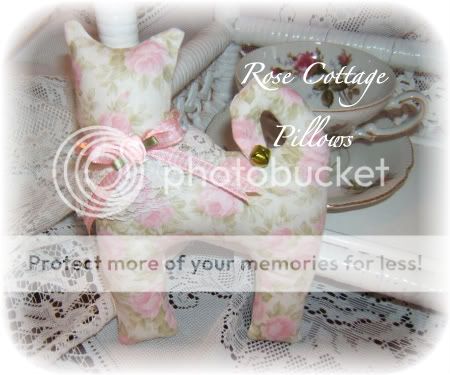 SHABBY COTTAGE ~ CAT SACHET ~ SHABBY CHIC PINK ROSES ~ ROMANTIC CHARM 