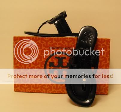 NIB TORY BURCH SIGNATURE LOGO MILLER BLACK SANDALS SIZE 9M  